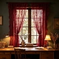 thumbnail image 4 of Yakvarog Floral Lace Sheer Curtains 63" x 55", Scalloped Edge Rod Pocket Window Drape, Light Filtering Semi-Blackout Voile Panel for Living Room Bedroom, Machine Washable, 4 of 6