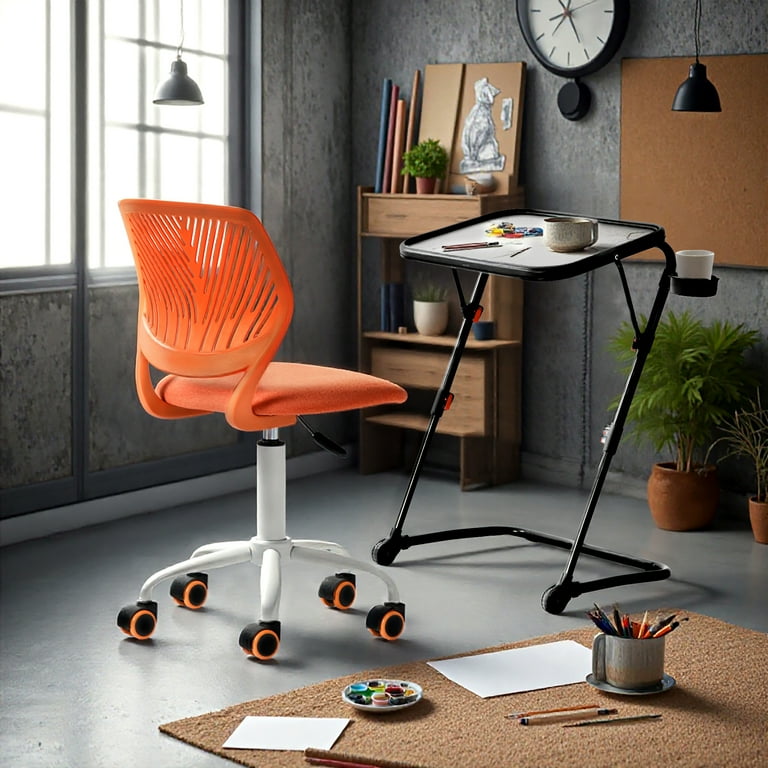 Homy Casa Adjustable Teen Desk Chair with Wheels, Swivel Office