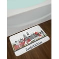 thumbnail image 2 of Amsterdam Bath Mat, Holland City Skyline with Urban Buildings Travel Destinations, Plush Bathroom Decor Mat with Non Slip Backing, 29.5" X 17.5", Vermilion White, by Ambesonne, 2 of 2