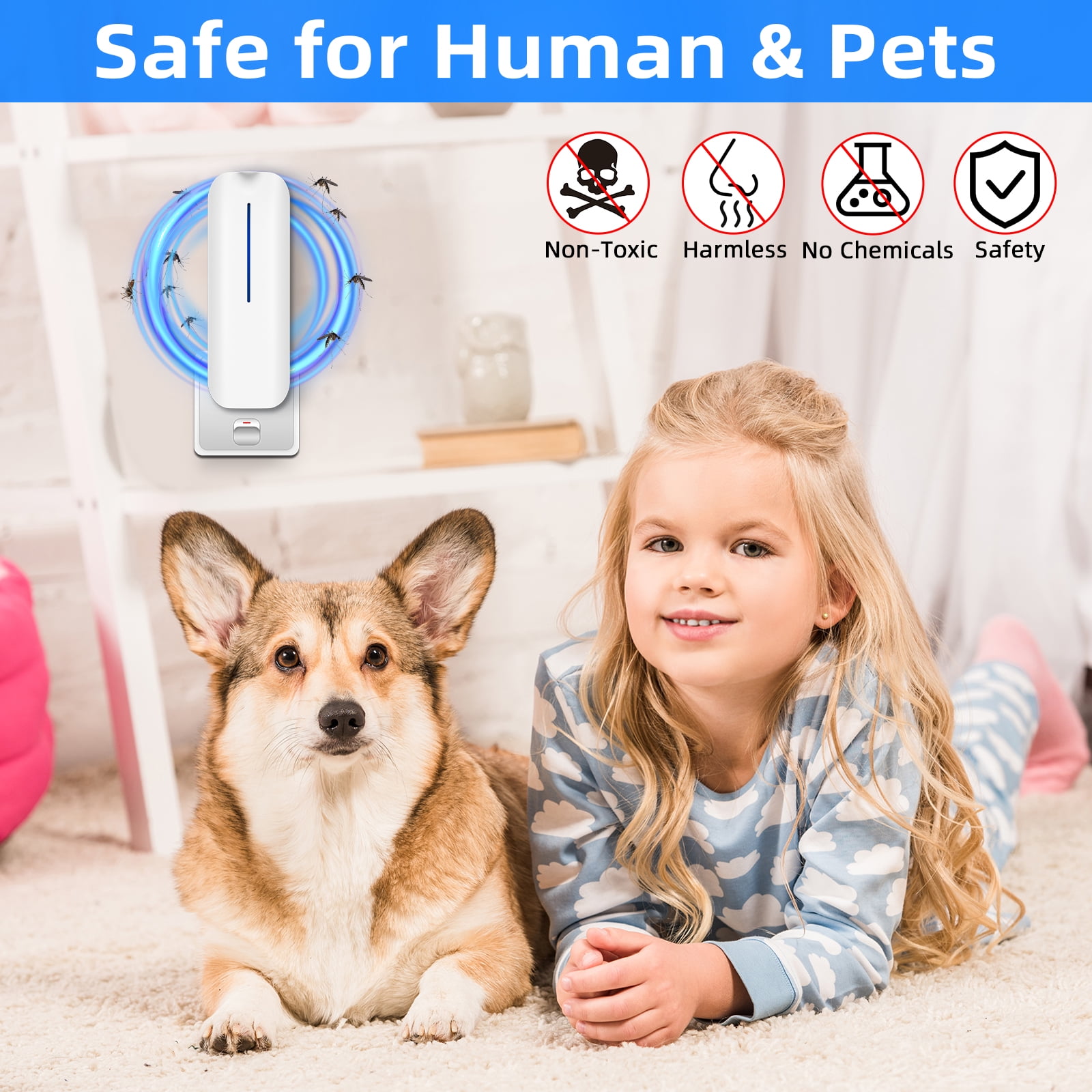 Onemayship Plug-in Mosquito Killer Lamp Indoor Bug Trap Blue Light Insect Zapper Safe for Pets&Kids - Home Professional Flying Insect Catcher