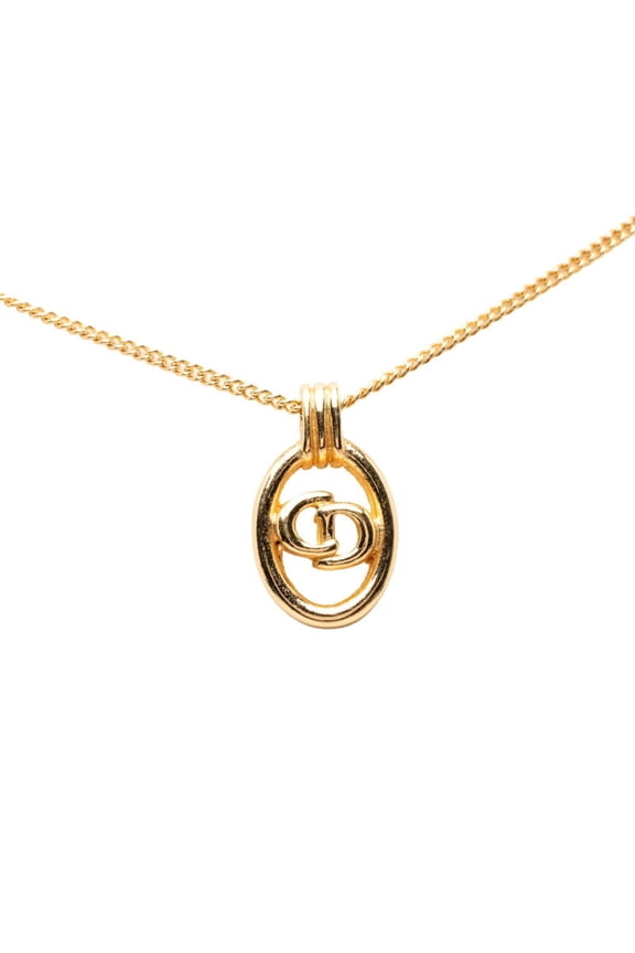 Pre-Owned Christian Dior Dior CD Logo Chain Pendant Necklace, Plated, Women's