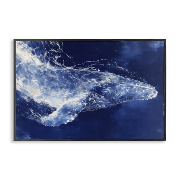 Stupell Industries Modern Whale in Motion Black Framed Giclee Art, 18 x 12, by Chromatic Storm Studio