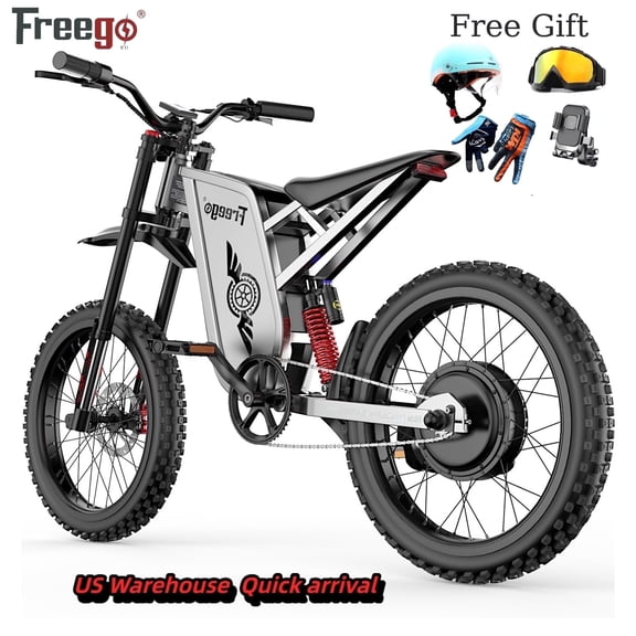 6000W(Peak) Motor 60V/30Ah Battery Freego X2Pro Electric Motorcycle for Adults, Electric Bike ,50MPH/7 Speed Off Road Electric Bicycle,19x2 Full Suspension/Four-Piston Hydraulic Brake UL2849MTB