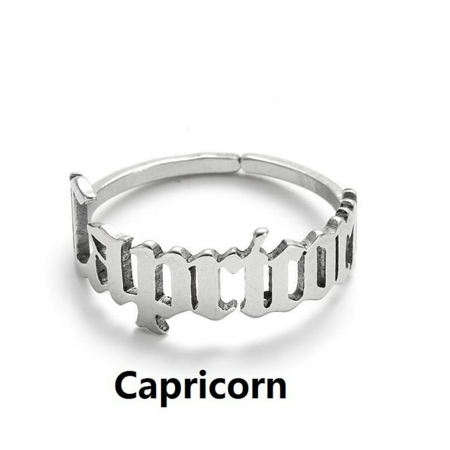 Anillo ajustable de acero inoxidable con apertura de anillo con letras inglesas de doce constelaciones Wmkox8yii fajkfhkj2132