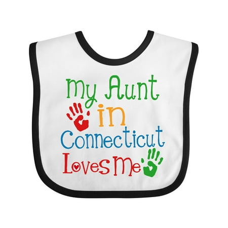 

Inktastic My Aunt in Connecticut Loves Me Gift Baby Boy or Baby Girl Bib
