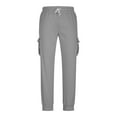 thumbnail image 3 of Gytharion Mens Cargo Sweatpants Winter Loose Cozy Cinch Bottom Joggers Fashion Solid Casual Drawstring Elastic Waist Athletic Pants with Multi Pockets, 3 of 5