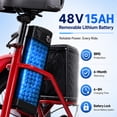 thumbnail image 3 of BROOBEY 20" Folding Electric Trike for Adults – 500W Motor, 48V 15Ah Long Range Battery, Fat Tire 3-Wheel E-Bike with Cargo Basket, Step-Thru Cruiser for Seniors, Men & Women, Red, 3 of 10