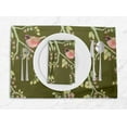 thumbnail image 1 of S4Sassy Green Robin & Blossom Floral Washable Printed Dining Reversible Tablemats With Napkins Set, 1 of 3