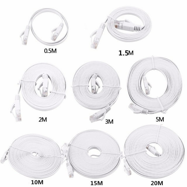 CAT6 Ethernet Cable, Multi Core 20meter Flat Ethernet Cable Gigabit Low Crosstalk Small Attenuation for Office