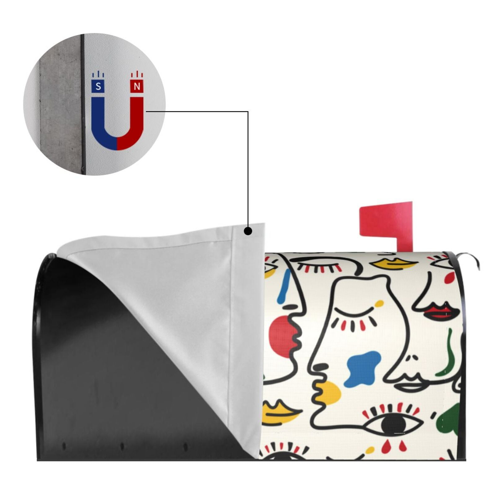 Xecao Aabstract Eyes for Mailbox Cover with Magnetic Strips, Waterproof and Sunscreen, Adds a Decorative Touch to Your Garden Yard.