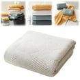 thumbnail image 2 of 1 Pc Bath Towel Striped Weave Cotton Super Soft Highly Absorbent Summer Bath Towels Soft Plush Jacquard Luxury Bath Towels, Quick Dry Towel for Bathroom, 13.7x29.5 Inch, White, 2 of 9