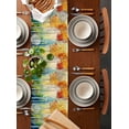 thumbnail image 2 of ERUNPONLY Orange Green Trees Table Runner - 60 Inch Long Watercolor Chic Beanch Leaf Cotton and Linen Blended Dress Scarves Farmhouse Table Runner for Kitchen Dining, Coffee Table, 13"x60", 2 of 8