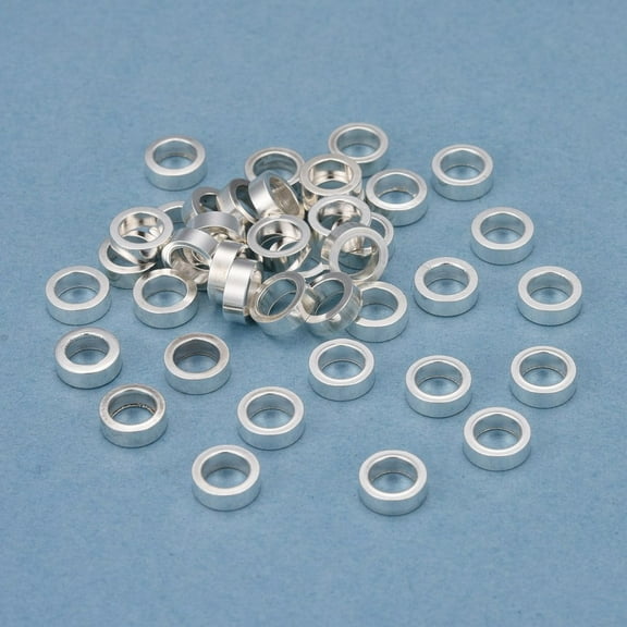 100pcs 304 Stainless Steel Spacer Beads Flat Round Silver 6x2mm Hole: 4mm