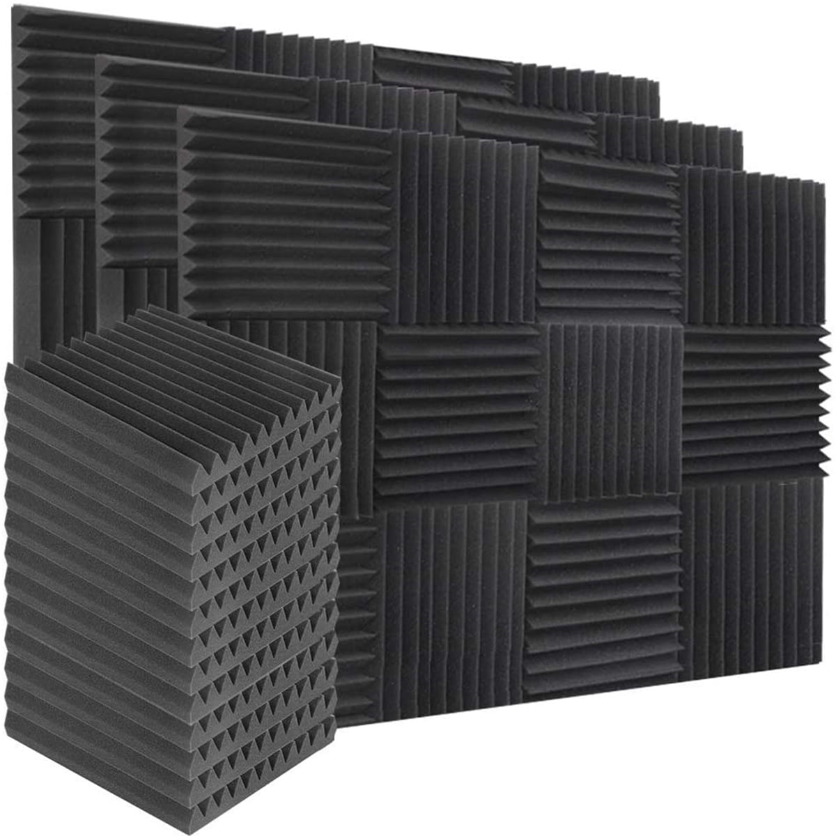 Acoustic Foam High Density Panels Soundproof Wedges 12 Pack Acoustic Panels 1 X 12 X 12 Inches Charcoal Studio Foam Wedges 