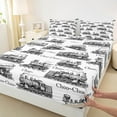 thumbnail image 3 of Homewish Gray White Bed Sheets,Vintage Western Train King Sheets,Retro Vehicles Car Sheet Set For Boys Teens,Super Cozy Room Decor,4pcs, 3 of 7
