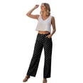 thumbnail image 2 of acuever Cute Polka Dot Pants for Women - High Waisted Wide Leg Casual Jeans, Loose Flowy Trousers, 2 of 7