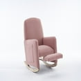 thumbnail image 3 of Rocking Chair Nursery, Nursery Rocking Chairs with Adjustable Footrest and Side Pocket, Comfy Rocking Chairs in Teddy Fabric, Reading Arm Glider Chair for Living Room, Bedroom, Offices, Pink, 3 of 9