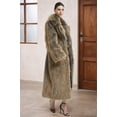 thumbnail image 3 of DEBIMY Women Luxury Faux Fox Fur Coat Tip-Dyed Lapel Shawl Overcoat Calf-Length Outer Wear with Pockets Belt Grey Gold XL, 3 of 7