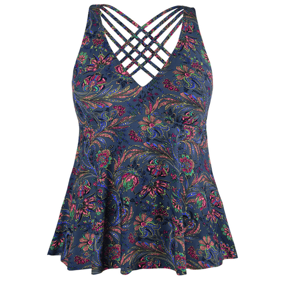 Firpearl Women's Tankini Swimsuits Cross Back Flowy Swim Tops Modest Swimwear