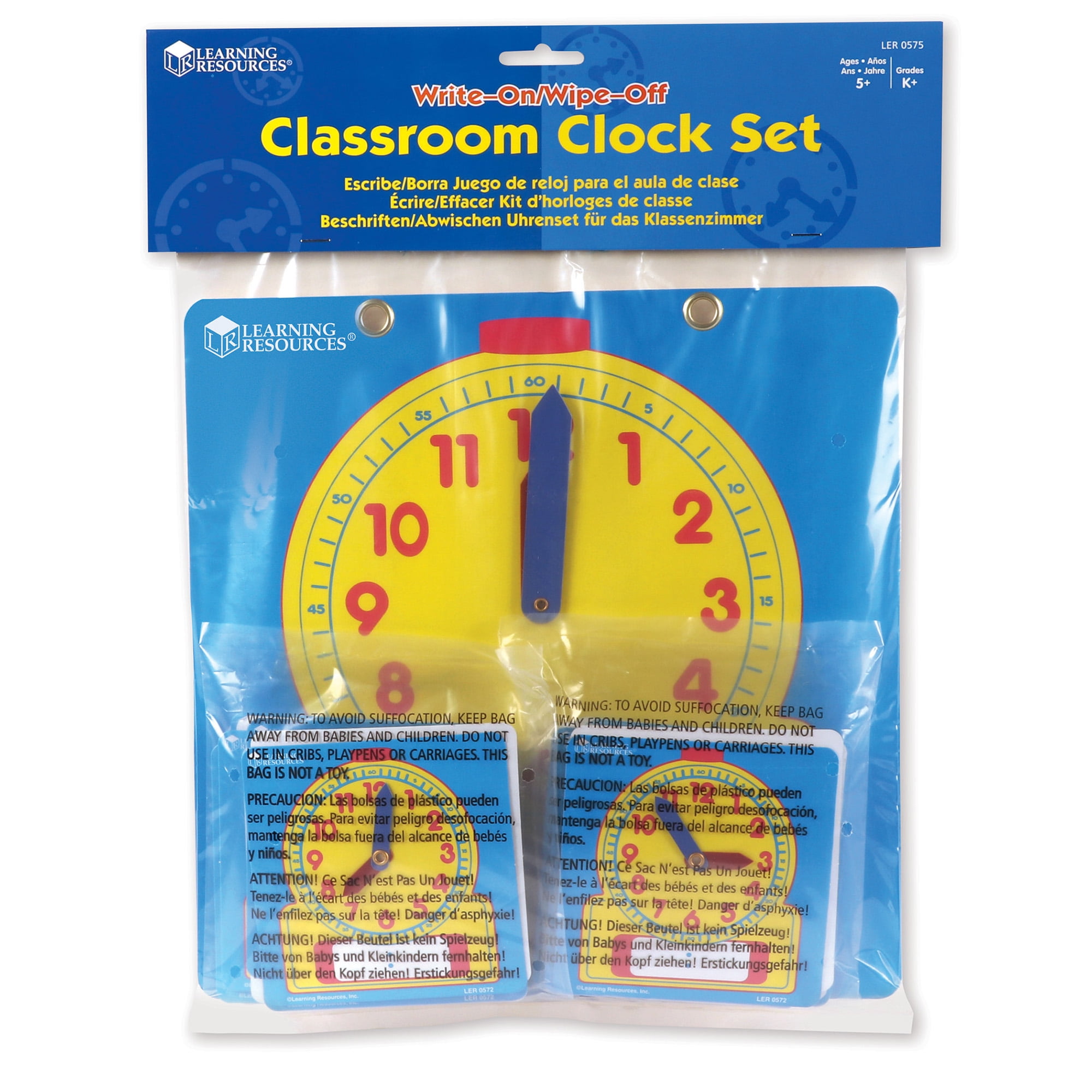 Learning Resources Write On/Wipe Off Clocks Classroom Set, Classroom Supplies, Ages 6+, LER0575