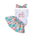 thumbnail image 6 of HAYIMI Baby Girl 1st Birthday Outfit Sets, Ruffle Sleeve My 1st Birthday Romper Floral Plaid Skirt and Bow Headband Party Leisure Clothes Sets, 6 of 7