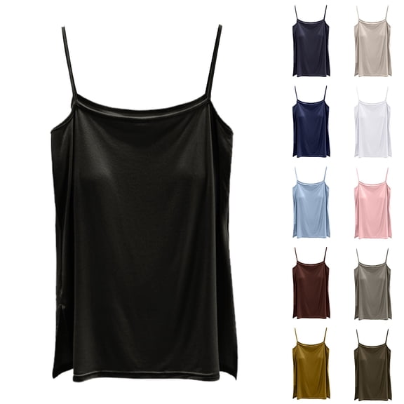 IWRICH Women's Tank Tops Built in Bra Spaghetti Strap Camisole Tops Summer Undershirts Tanks with Shelf Bras Going out Camis Yellow XL