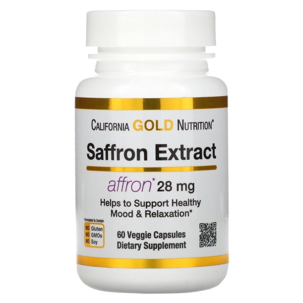 California Gold Nutrition Saffron Extract with Affron, 28 mg, 60 Veggie