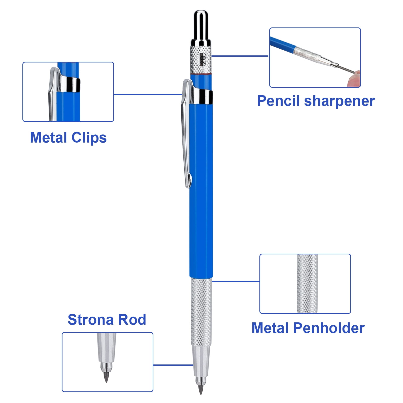 2mm 2B Lead Holder Automatic Mechanical Drawing Drafting Pencil 12 Lead Refil_KE 