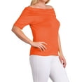 thumbnail image 3 of eVogues Women's Short Sleeve Off Shoulder Top Coral, 3 of 4