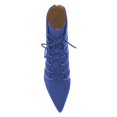 thumbnail image 4 of YDN Wome Comfortable Pointed Toe Ankle Boots Kitten Mid Heel Lace up Booties Back Zippers Dress Party Shoes Size 7 Navy, 4 of 4