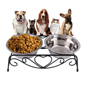 2 Stainless Steel Food Water Bowls For Dog Cat Feeder Dishes With Shelf Stand Walmart Com Walmart Com