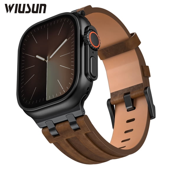 Leather Band for Apple Watch series 11 10 9 8 7 6 5 4 3 Ultra 3/Ultra 2 Bands 49mm 46mm 45mm 44mm 42mm, Top Leather Designer Replacement Strap for iWatch Ultra 3 2 1 SE