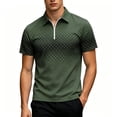 thumbnail image 2 of Dolkfu Quarter Zip Polos&nbsp;for Men Green Short Sleeve Collared Minimalist Polos Patchwork Geometric Outdoor Tops Green,L, 2 of 6