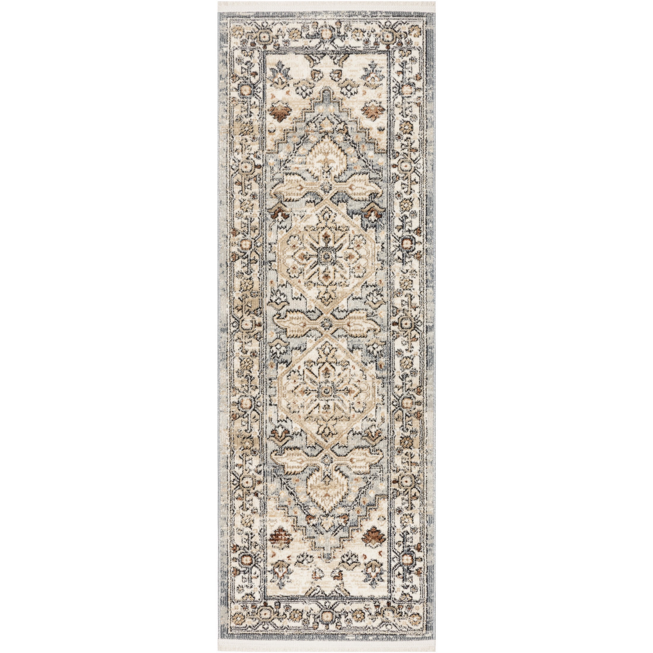 Nourison Pardis 2' x 6' Blue Taupe Vintage Indoor Rug