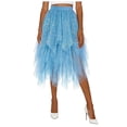 thumbnail image 1 of DAFEI Women Short Skirt Loose Sequin Skirt A-Line Fairy Patterned Elastic Waist Ruffle Layered Midi Skirt, 1 of 6