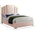 thumbnail image 4 of Meridian Furniture Hugos Pink Velvet King Bed, 4 of 8