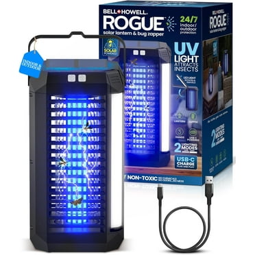 Bell and Howell Rogue Solar Power Lantern Bug Zapper LED UV Electric Fly Trap Mosquito Killer Indoor Outdoor