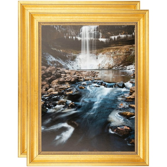 ArtToFrames 10" x 13" Antique Gold Picture Frame, 10x13 inch Gold Wood Poster Frame (WOM-2035), 2 Pack
