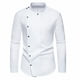 thumbnail image 2 of Blusa y camisa de manga larga con cuello alto para hombre, informal, lisa, con botones, de poliéster, 2 of 9