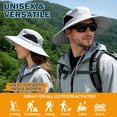 thumbnail image 3 of (2 pack) EINSKEY Sun Hat for Men Women, Waterproof Wide Brim Boonie Bucket Hat for Fishing Hiking - Light Gray, 3 of 9