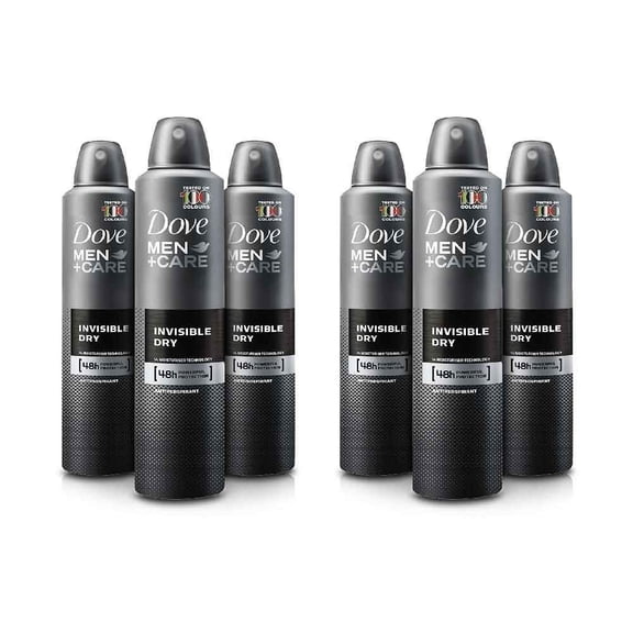 Dove Men Care Invisible Dry Antiperspirant Spray Deodorant 3.8 oz (150 mL), 6 Pack, 72-Hour Protection, No White Marks on Clothes
