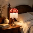 thumbnail image 1 of French Style Umbrella Shaped Tassel Fabric Lampshade, Restaurant Bedroom Desk Lamp Lighting, for Home Party Mantel Shelf Wall Door Porch and Seasonal Displays, 1 of 5