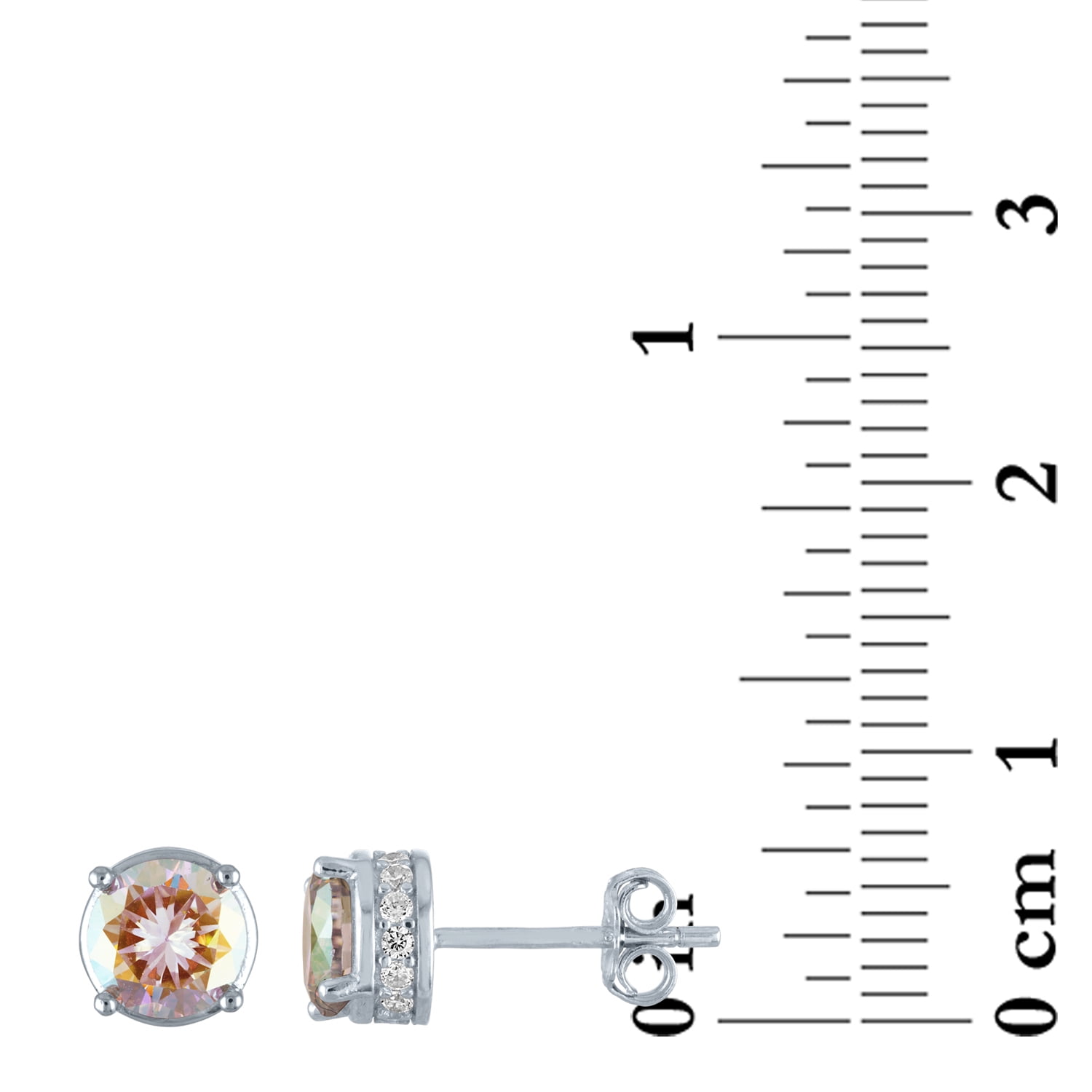 Ladies Brilliance Fine Jewelry Simulated Aurora Borealis and CZ Sterling Silver Earrings