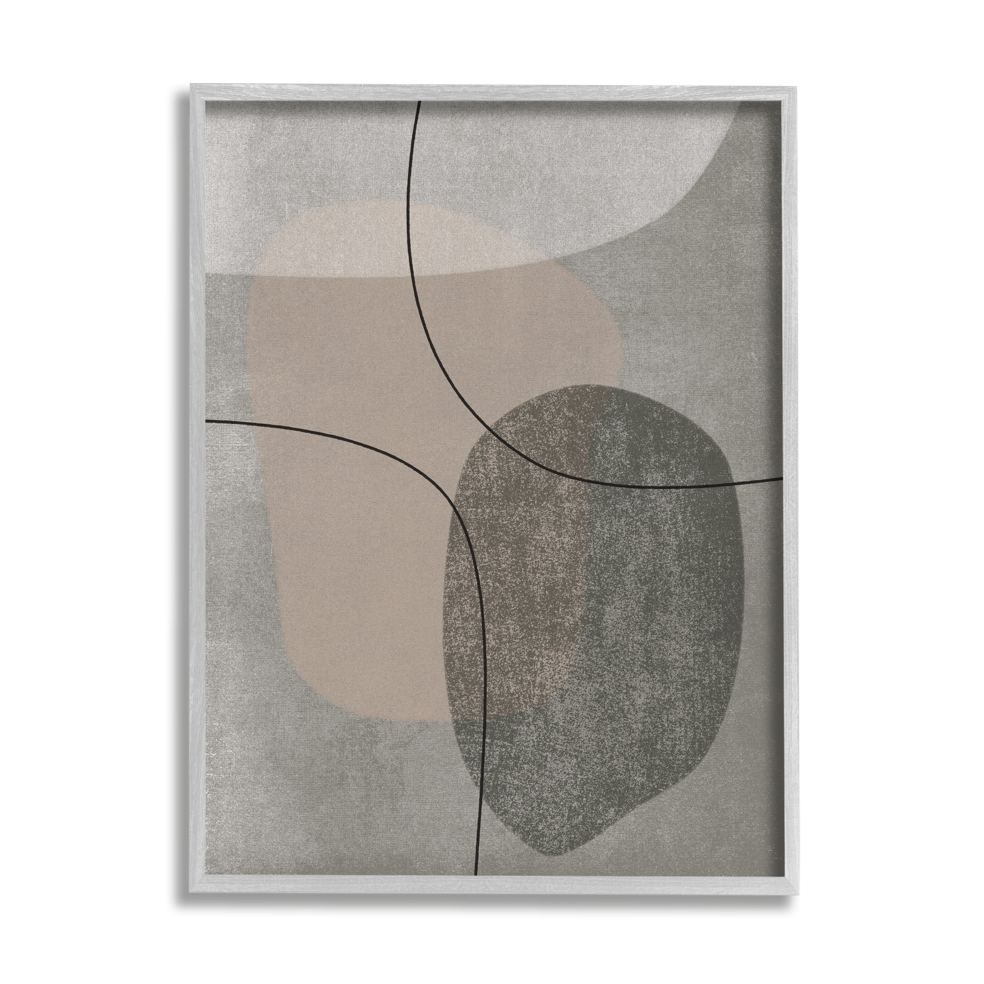 Grey Pebble & Flower Pattern Giclee Canvas Abstract Wall Art Picture 