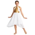 thumbnail image 5 of iiniim Girls Praise Dance Dress Color Block Metallic Liturgical Worship Lyrical Dancewear White 8, 5 of 7
