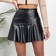 thumbnail image 2 of Falda de cuero sintético de cintura alta para mujer - Dobladillo irregular con volantes, corte en A - 80 % poliéster, 20 % elastano - Sexy/casual - Fiesta/discoteca, 2 of 6
