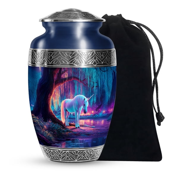 YATSKIA Colorful Unicorn Large Memorial Urns for Human Ashes Adult Mother and Father, Decorative Funeral Urn for Ashes Adult, (200 Cubic, Large 10 Inch)
