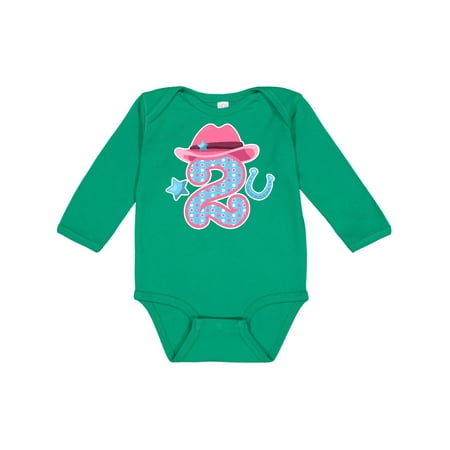 

Inktastic Two with Cowgirl Hat Star and Horseshoe Gift Baby Girl Long Sleeve Bodysuit
