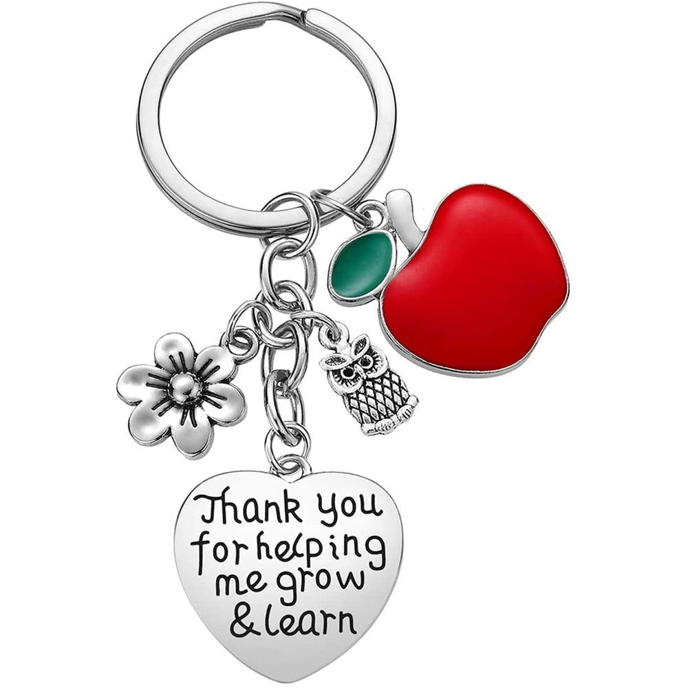 3PCS Heart Pendant Keychain Keyring Jewelry Set Thank you Gift for Teacher 
