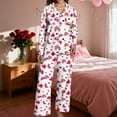thumbnail image 5 of Bibifish Womens Pajama Sets Colorful Heart Printed Long Sleeve Sleepwear Set Button Down Pj Tops With Pants Cute 2 Piece Nightwear Sets, 5 of 7